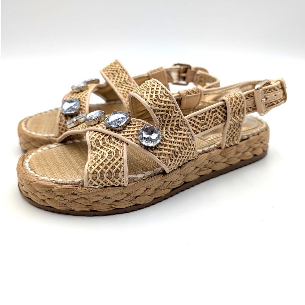 Circus NY by Sam Edelman Wrigley Platform Sandals Women's Raffia Size US7M EU37